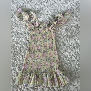 Floral Ruffle Dress with Smocked Bodice